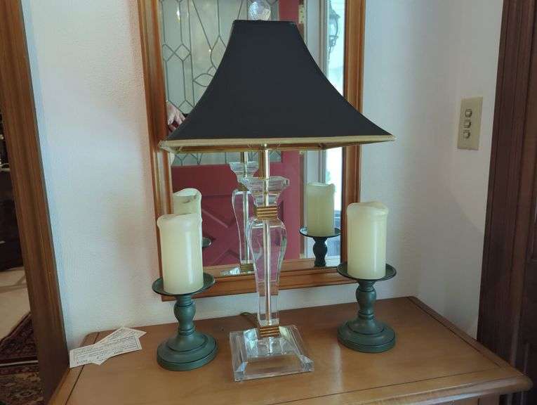 Entryway Cabinet, Lamp, Mirror and Wall Planter