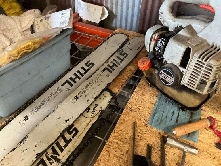 Lot of Stihl Chainsaw Bars & Echo Leaf Blower