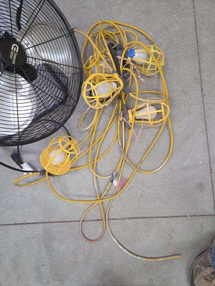 Commercial Electric Fan and String of Work Lights