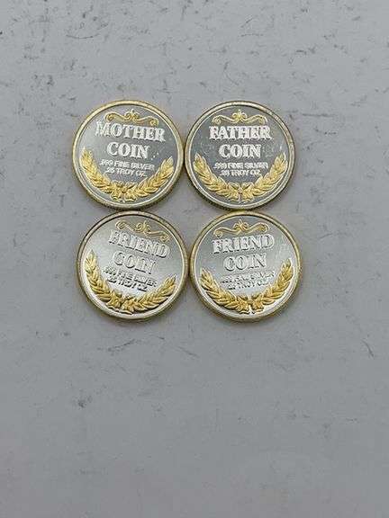 Silver Coins - Father, Mother, Friend and Assorted Foreign Coins