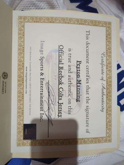 Peyton Manning Autographed Reebok Colts Jersey #18 with Certificate of Authenticity