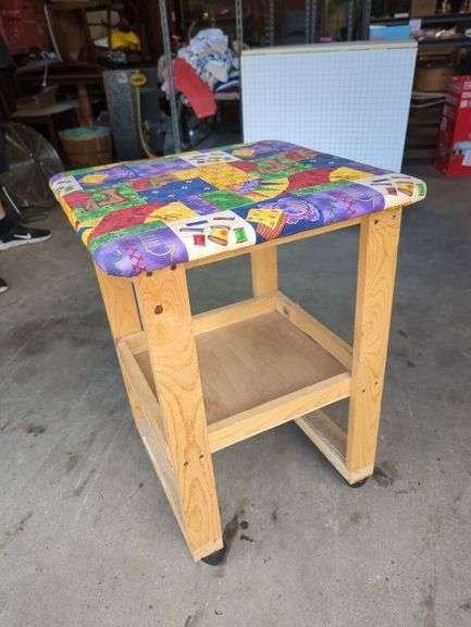 Wood Rolling Cart with Quilted Top