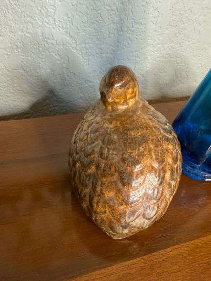 Decorative Wall Art, Blue Glass Vase, and Ceramic Bird Figurines - Set of 4