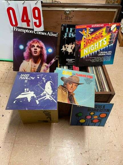 Lane Cedar Chest with Large Collection of Vinyl Records