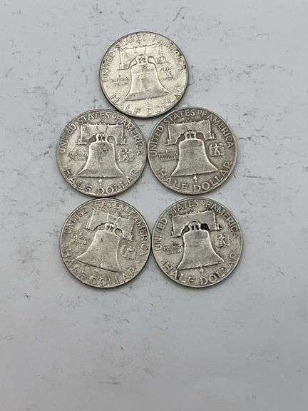 Franklin Half Dollar Coins - Lot of Five
