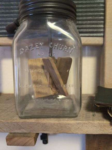 Collection of Early Household Items: Washboard, Butter Churn, Clock, and More