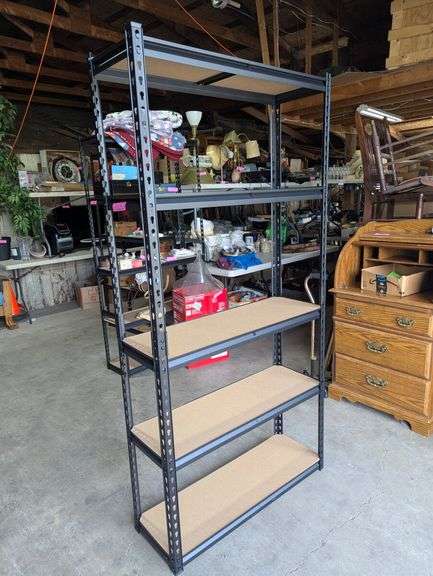 Set of Two Industrial-Style Steel Shelving Units