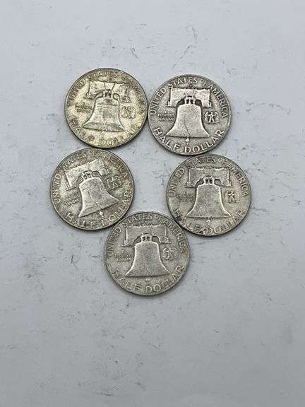 Lot of 5 Franklin Half Dollars (1952-1961)