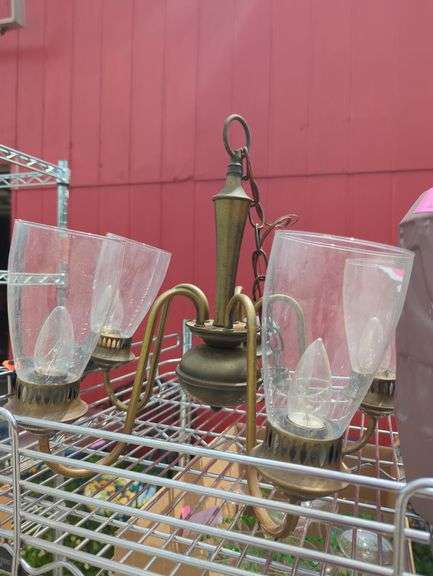 Chandelier, Lamp, and Ceramic Stein