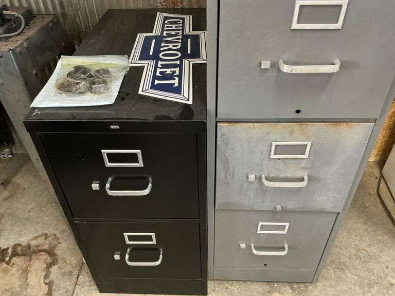 Two File Cabinets with Assorted Fasteners and Parts
