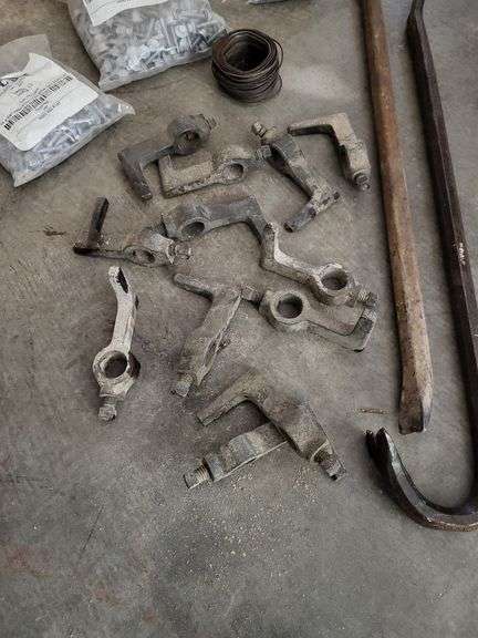 Mixed Lot: Crowbar, pry bar,  Fasteners, and Metal Brackets