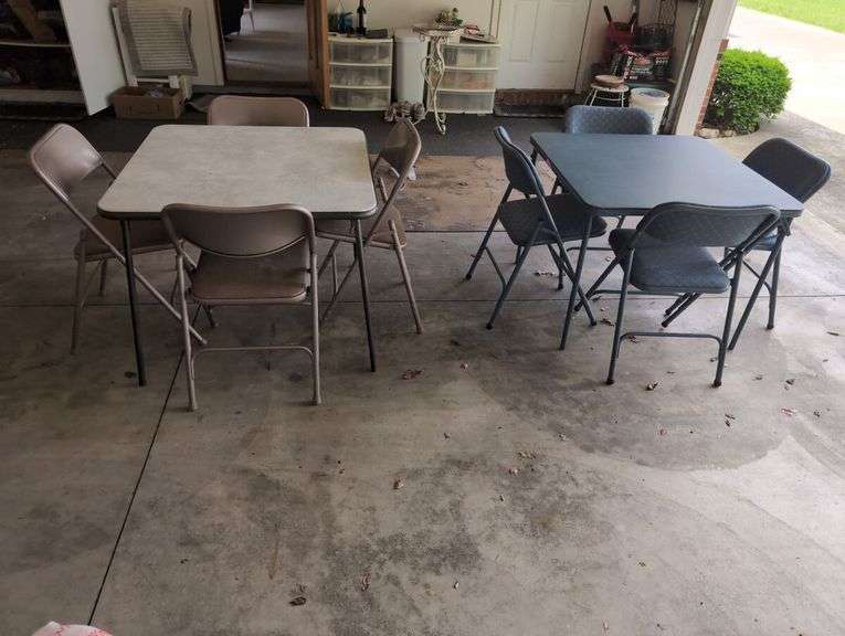 Two Folding Card Table and Chair Sets