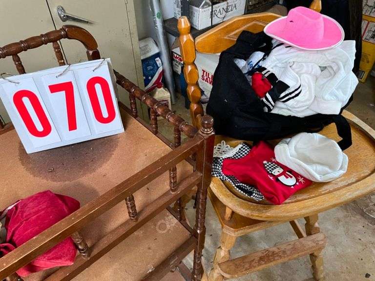 Doll, changing table and Highchair with Clothing