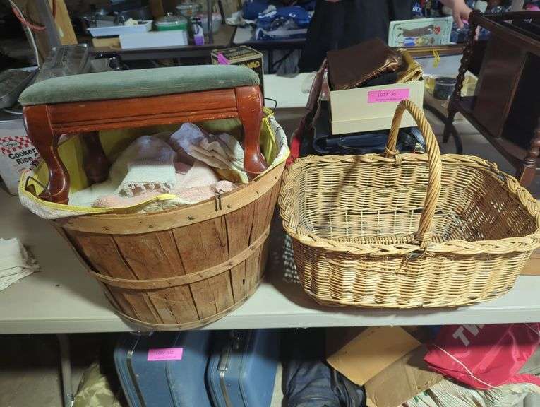 Collection of Baskets and Footstool