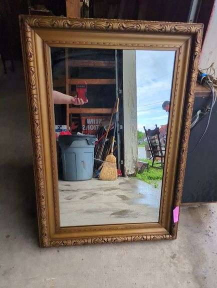 Ornate Gold Tone Framed Wall Mirror