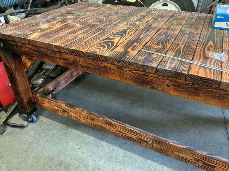 Rustic Rolling Wood Workbench image