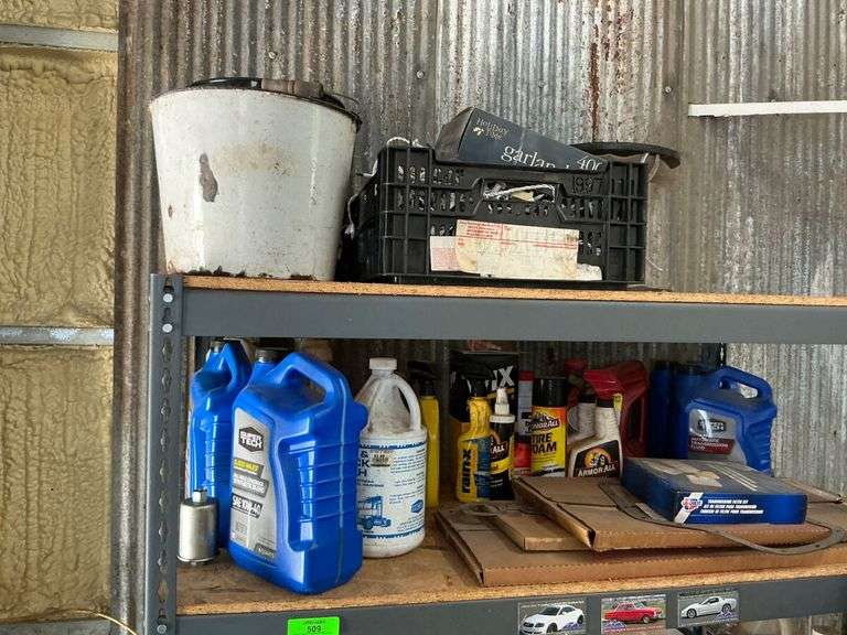 Garage Shelf with Auto Supplies
