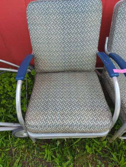 Pair of Retro Aluminum Frame Lawn Chairs