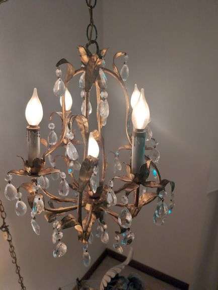 Ornate Chandelier, Table, and Lamp Set