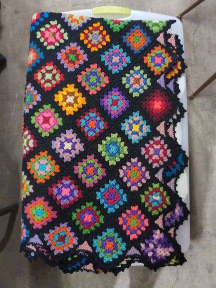 Handmade Crochet Blanket and Charter Club Full/Queen White Down Comforter