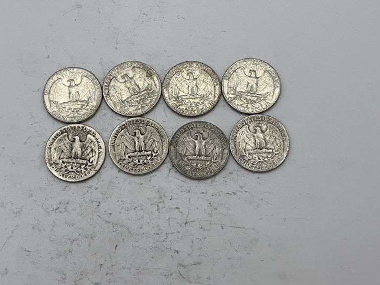 Collection of Eight US Silver Quarters