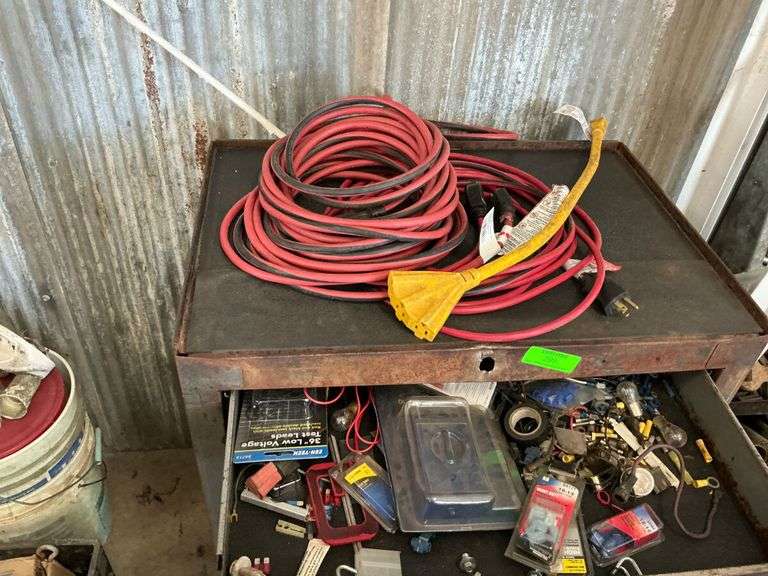 Rolling Tool Cabinet with Electrical Parts and Supplies
