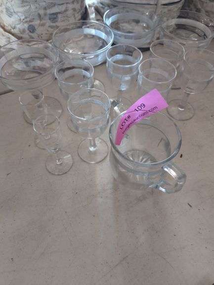 Collection of Glassware - Bowls, Cups, and Pitcher
