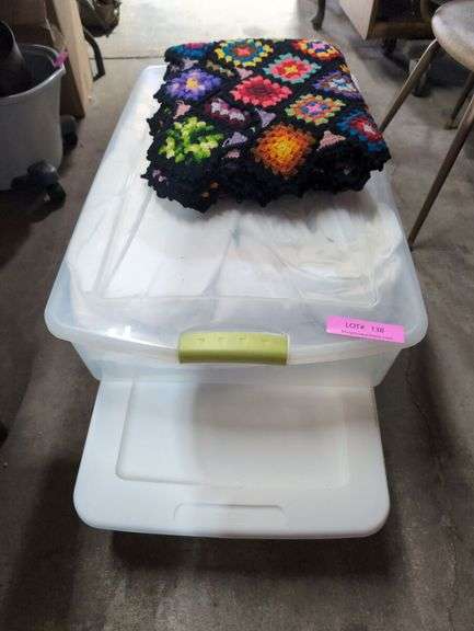 Handmade Crochet Blanket and Charter Club Full/Queen White Down Comforter