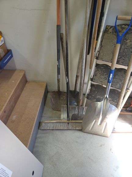 Collection of Various Shovels, Rakes, Hoes, and Garden Tools