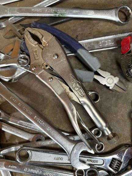 Bucket with Hand Tools - Wrenches, Pliers, and More
