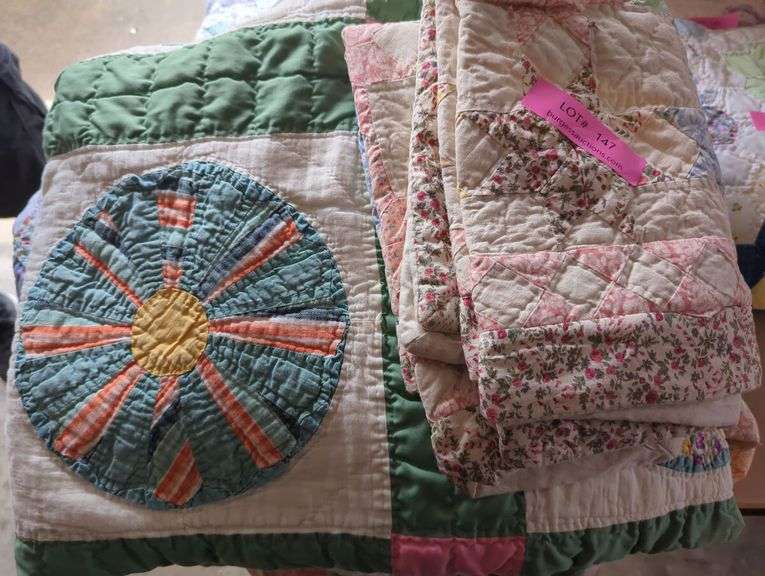 Lot of 2 Handmade Quilts and pillow cases
