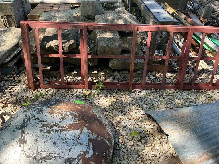 Mixed Lot: Metal Frame, Large Metal Sphere, and Corrugated Metal Sheet image