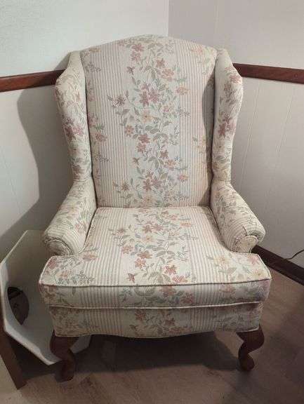 Charles Custom Furniture Floral Sofa and Wingback Chair Set