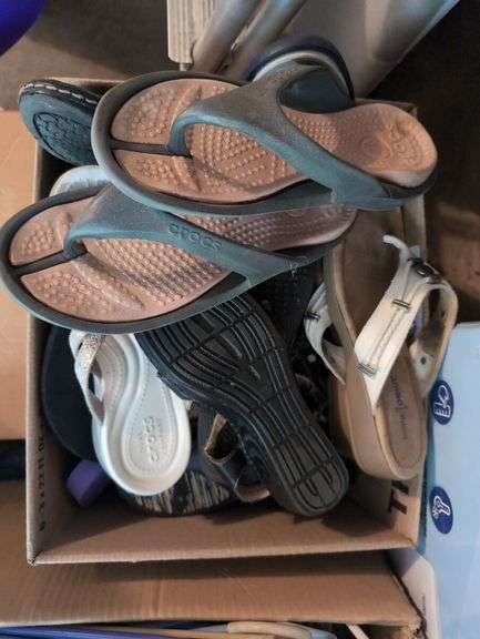 Boxes of Assorted Clothing, Shoes, Accessories, and Household Items