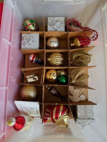 Two Totes of FANCY Christmas Ornaments - Assorted Styles