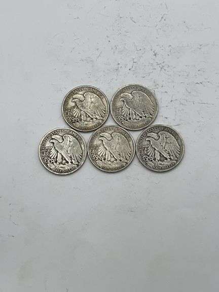 Mixed Date Walking Liberty Half Dollar Lot of 5
