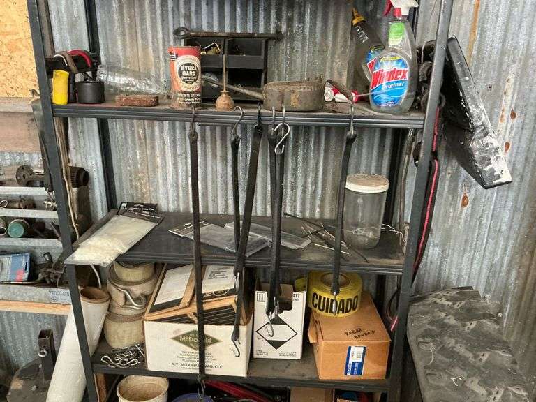 Metal Shelf with Assorted Shop Tools and Supplies image