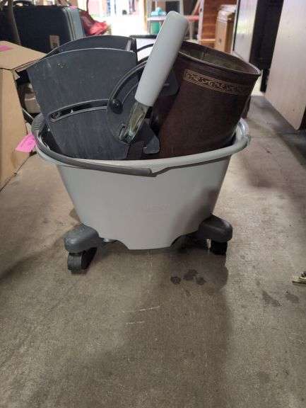 Quickie Mop Bucket with Rolling Cart & Additional Items