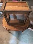 Wood Display Case on Round Table