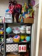 Shelf of Party Supplies and Decorations
