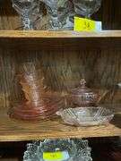 Collection of Pink Depression Decorative Glassware- 11 pieces total