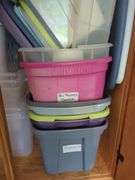 Collection of Assorted Storage Containers and Bins