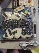 Quilting and Sewing Lot with Books, Supplies, and Iron