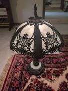 Ornate Metal and Glass Table Lamp