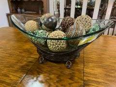 Decorative Glass Bowl with Assorted Orbs