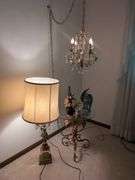 Ornate Chandelier, Table, and Lamp Set
