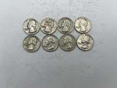 8 Silver Washington Quarters - 1939-1964
