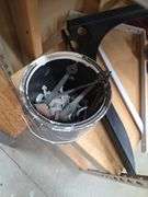 Mixed Lot: Paint Can with Assorted Parts, Keys, and Other Hardware