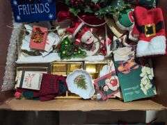 Box Lot of Christmas Decorations