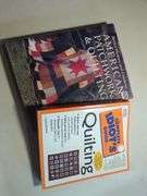 Quilting and Sewing Lot with Books, Supplies, and Iron